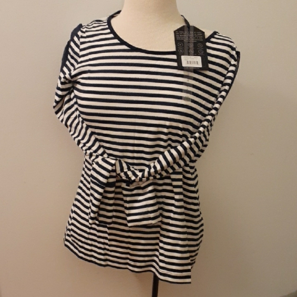 Anatomie Naomi L  Striped Black and White Women's Top